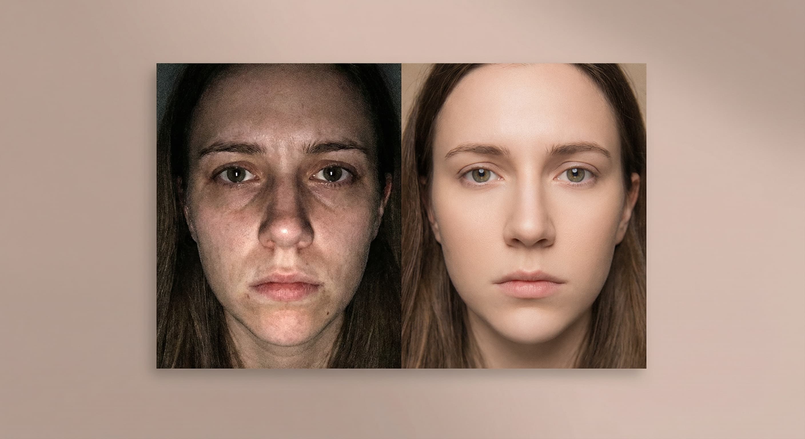 Headshot relit with soft, even studio lighting