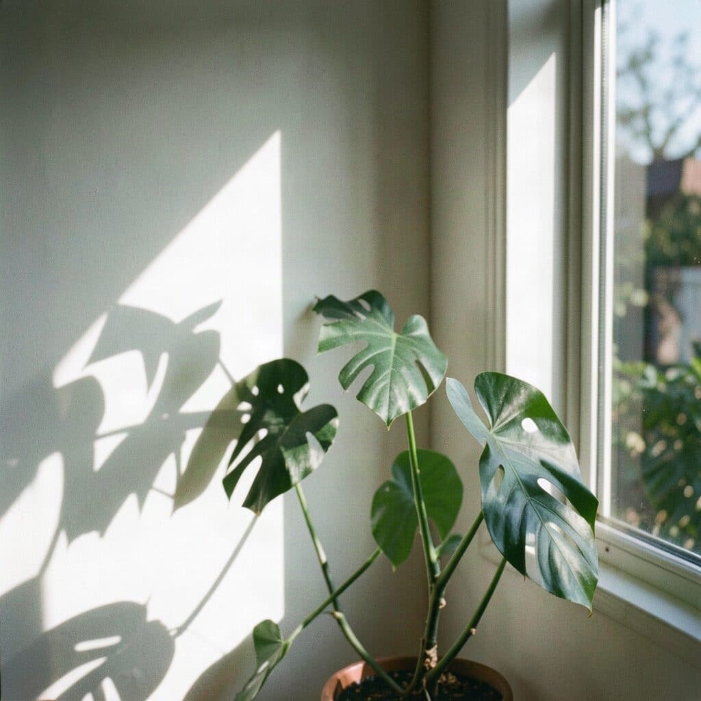monstera casting leaf shadows on a white wall generated with FLUX.2 Klein in Made