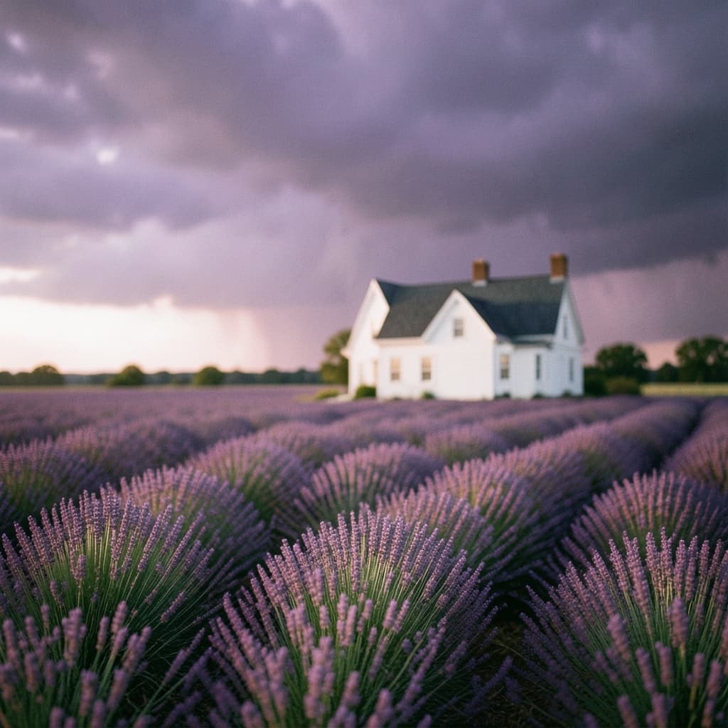 Dreamlike lavender field under a violet storm sky generated with FLUX.2 Klein in Made