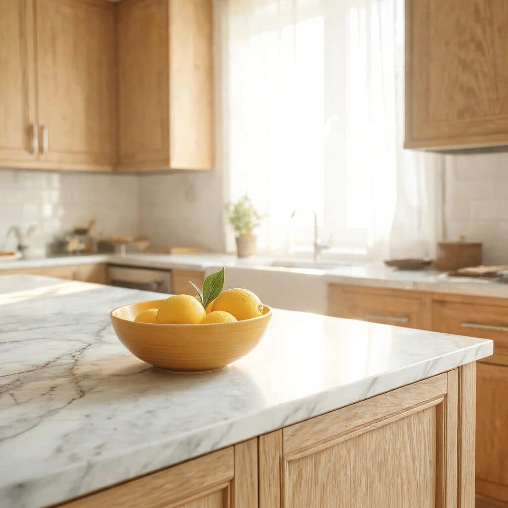 kitchen fruit bowl filled with lemons with Flux Kontext Max in Made
