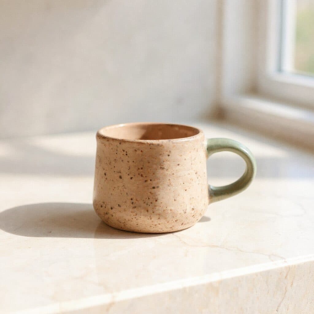 mug moved onto a marble counter with Flux Kontext Max in Made