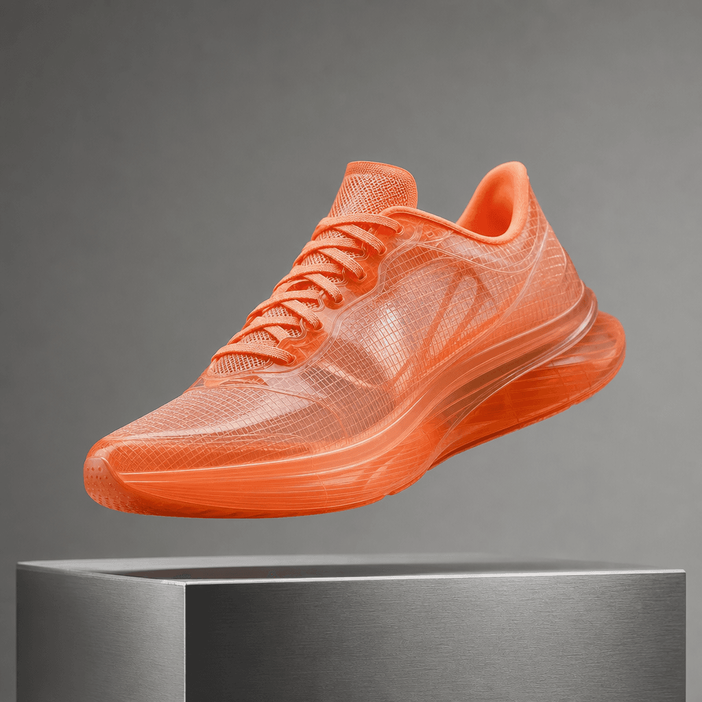 product concept with a translucent orange running shoe generated with GPT Image 2 in Made