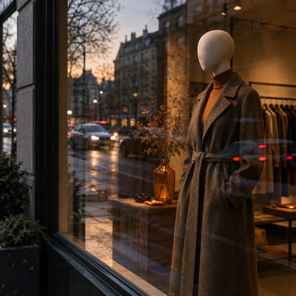 boutique window display at dusk generated with GPT Image 2.5 Flare in Made