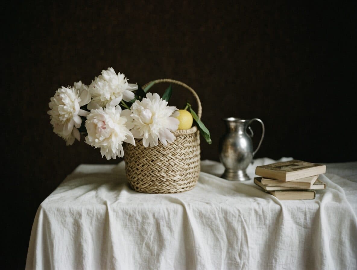 painterly still life of peonies and lemons generated with Krea 2 in Made