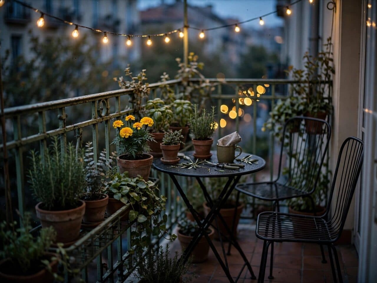 balcony garden at dusk generated with Muse Image in Made