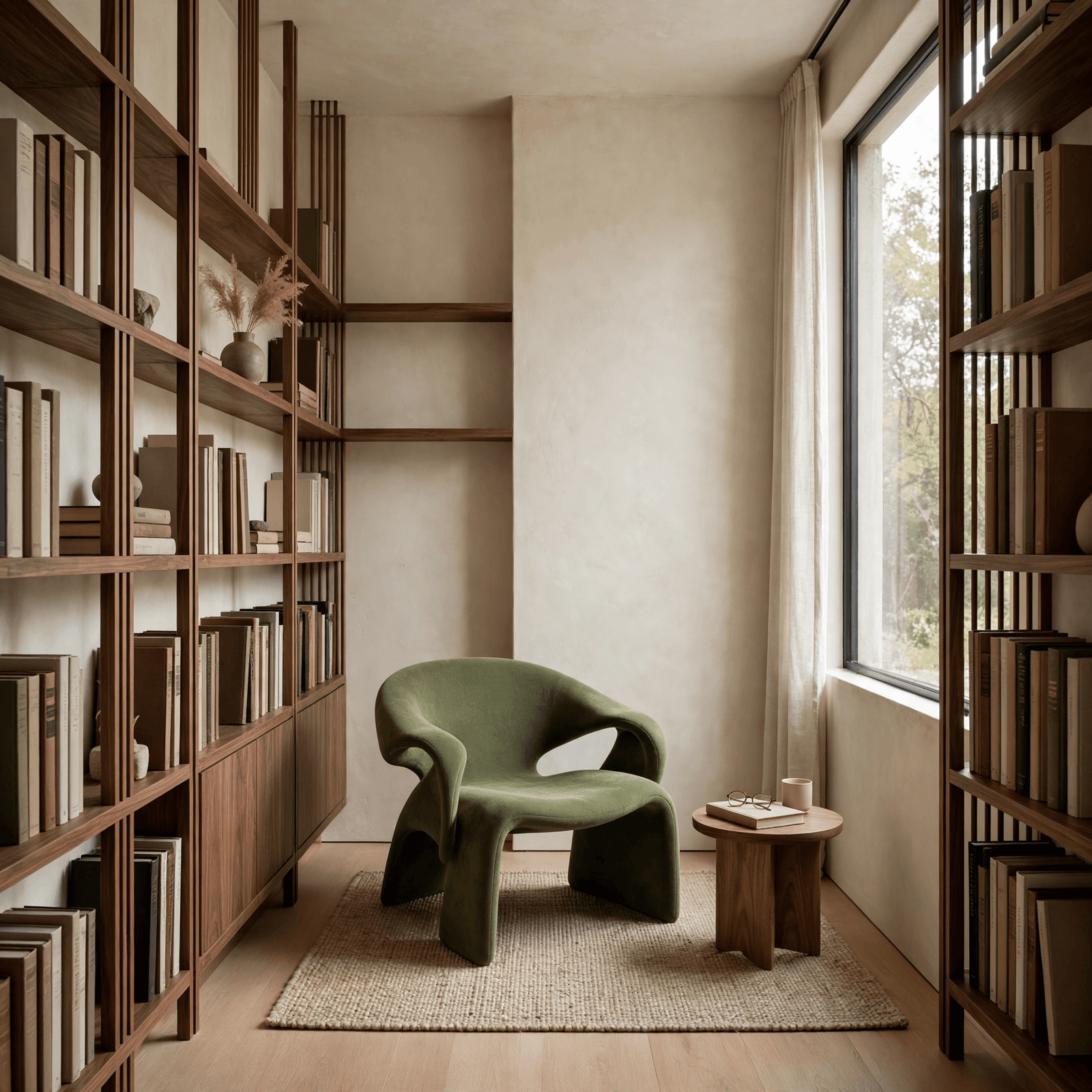 compact modern reading room generated with Muse Image in Made
