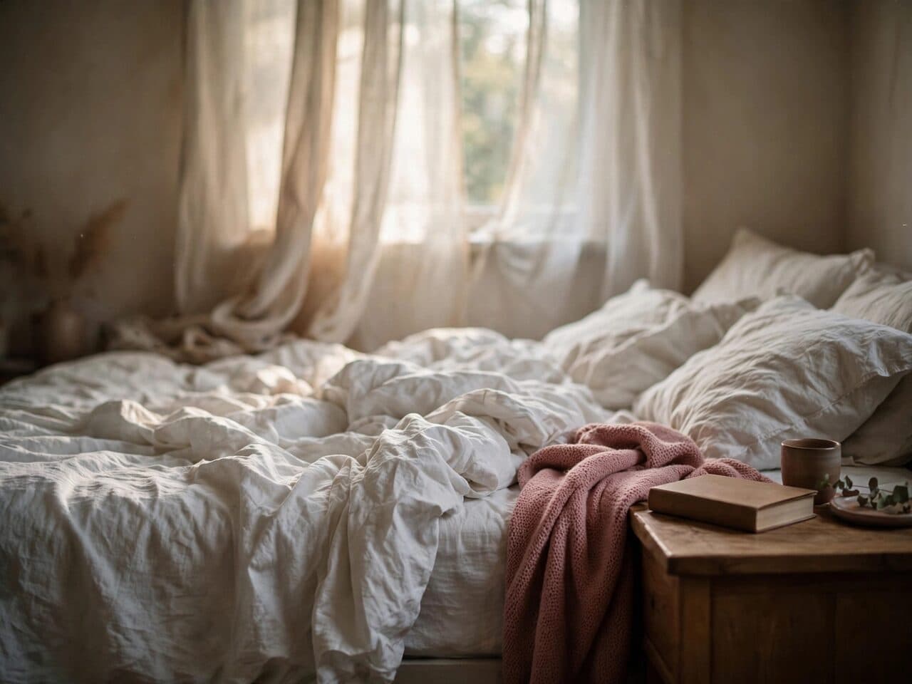 bedroom in morning light generated with Muse Image in Made