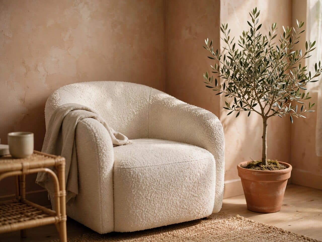 sunlit living room corner generated with Muse Image in Made