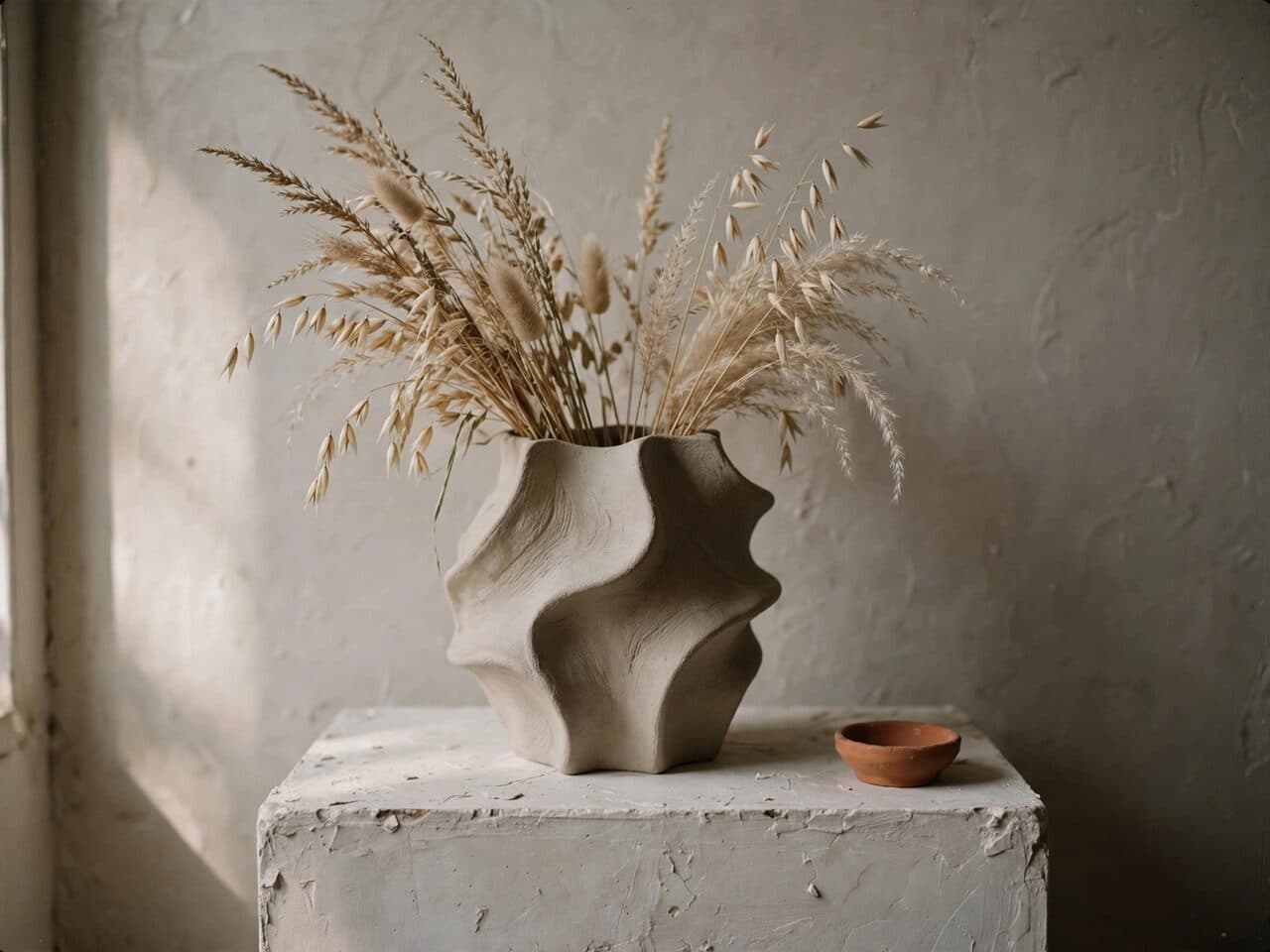 sculptural vase with dried grasses generated with Muse Image in Made