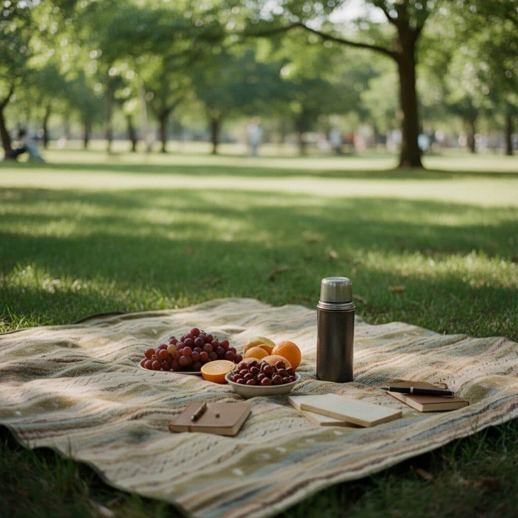 picnic blanket in a park generated with Nano Banana in Made