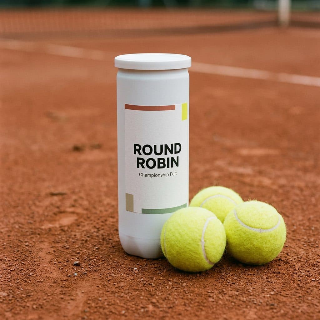 tennis ball can with a legible ROUND ROBIN label generated with Nano Banana 2.1 in Made