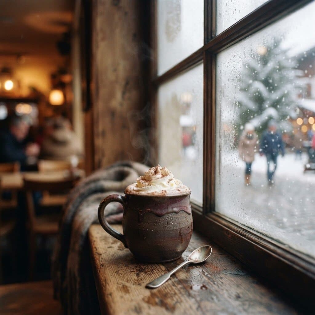 hot chocolate on a snowy café windowsill generated with Nano Banana 2 Lite in Made