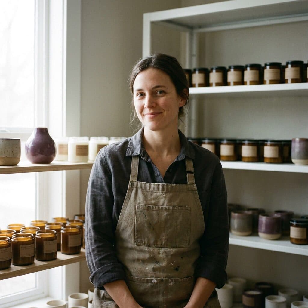 founder portrait in her candle studio generated with Nano Banana Pro in Made
