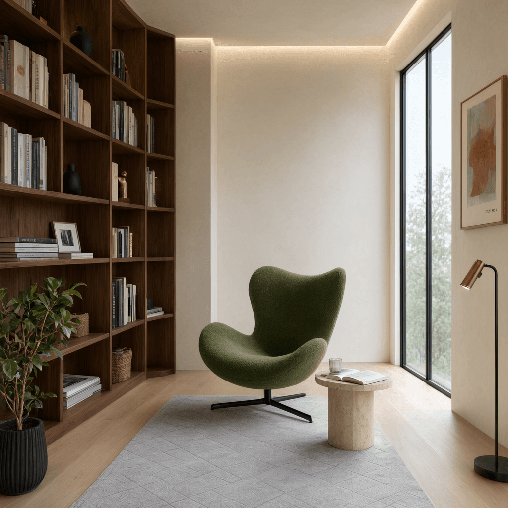 compact modern reading room generated with Qwen Image 3 in Made