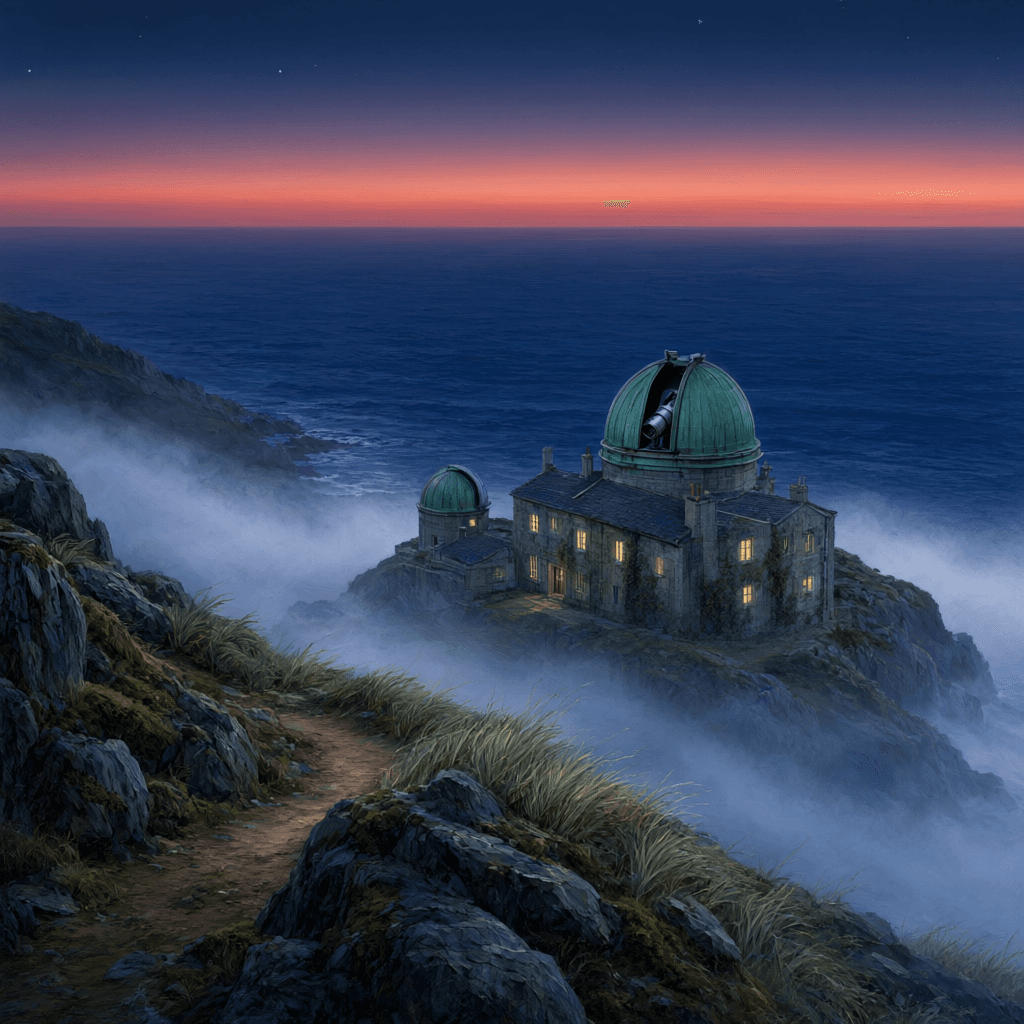 coastal observatory illustration at blue hour generated with Qwen Image 3 in Made