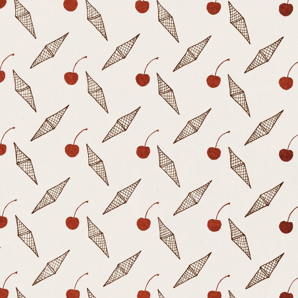 risograph repeat pattern of cones and cherries generated with Recraft 4.1 in Made