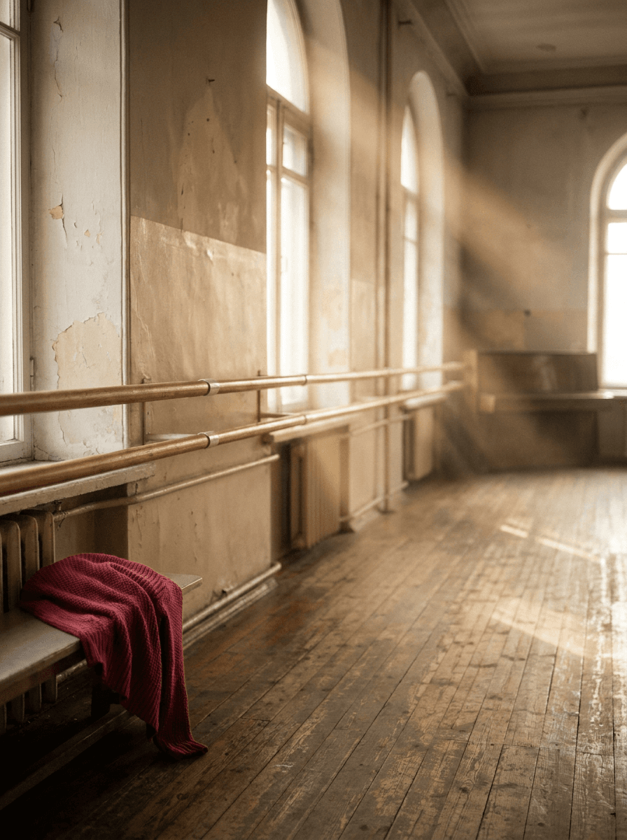 Empty ballet rehearsal hall at dawn, a still supplied to Seedance 2.0 as a start frame