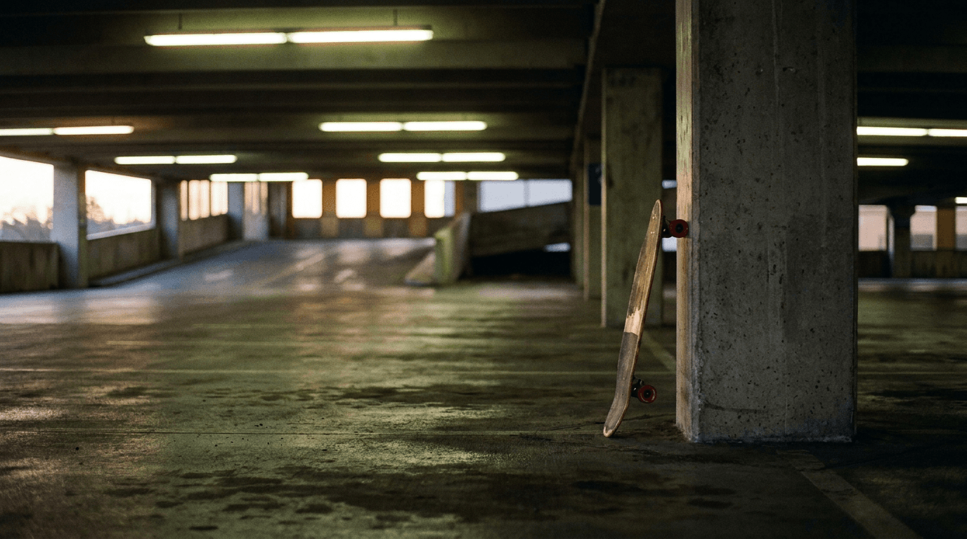 Empty parking garage still supplied to Seedance 2.0 Mini as a start frame
