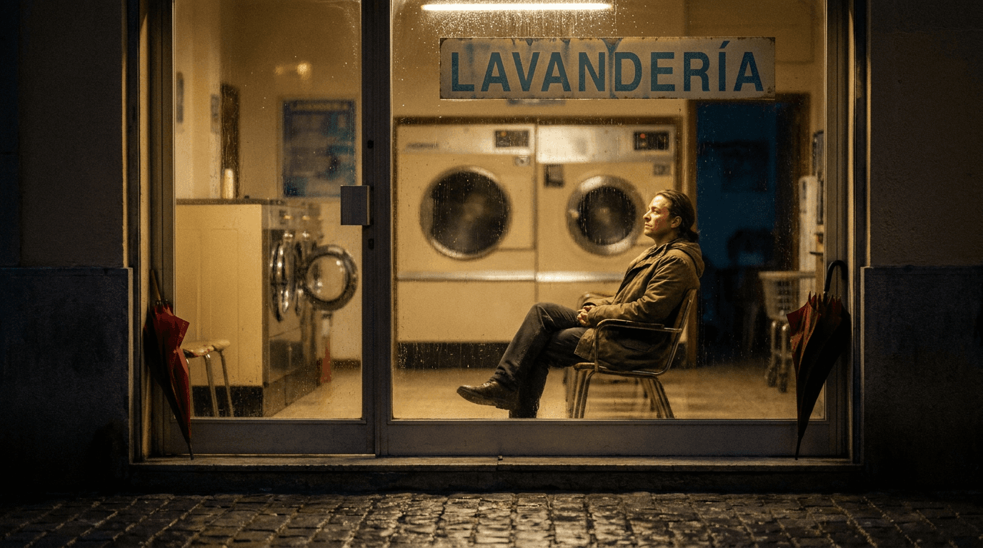 Laundromat at night, a composition brief for Seedance 2.0 Mini