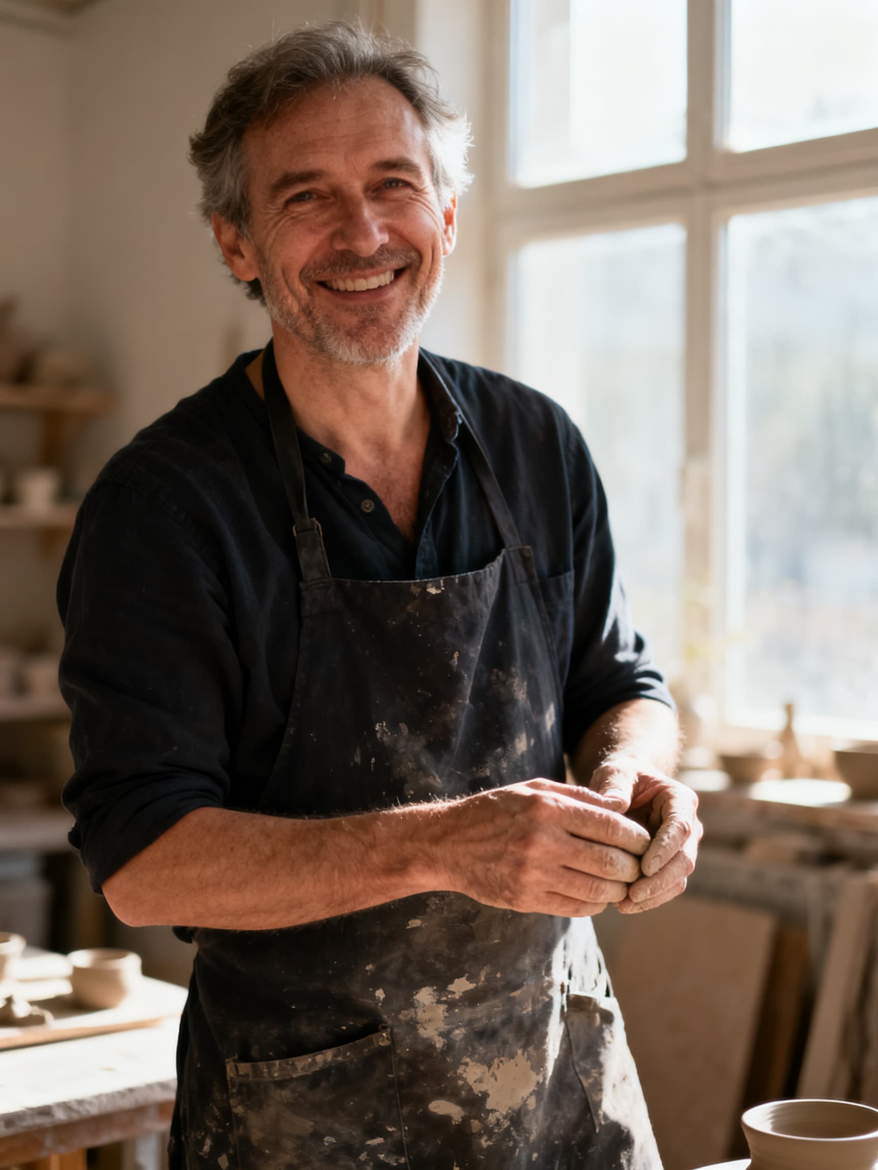 editorial portrait of a ceramic artist generated with Seedream 4.0 in Made