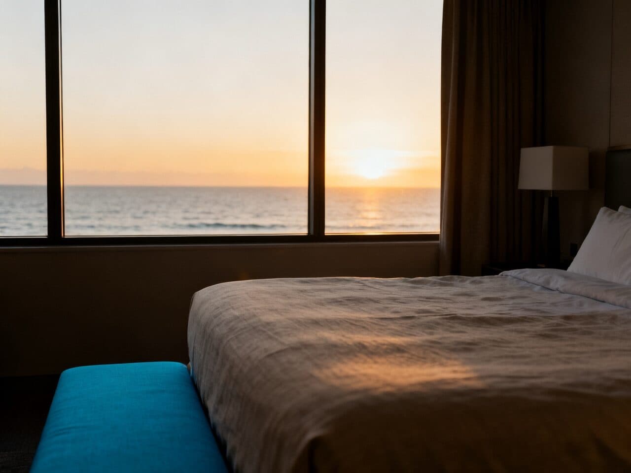minimalist hotel suite with an ocean view generated with Seedream 4.0 in Made