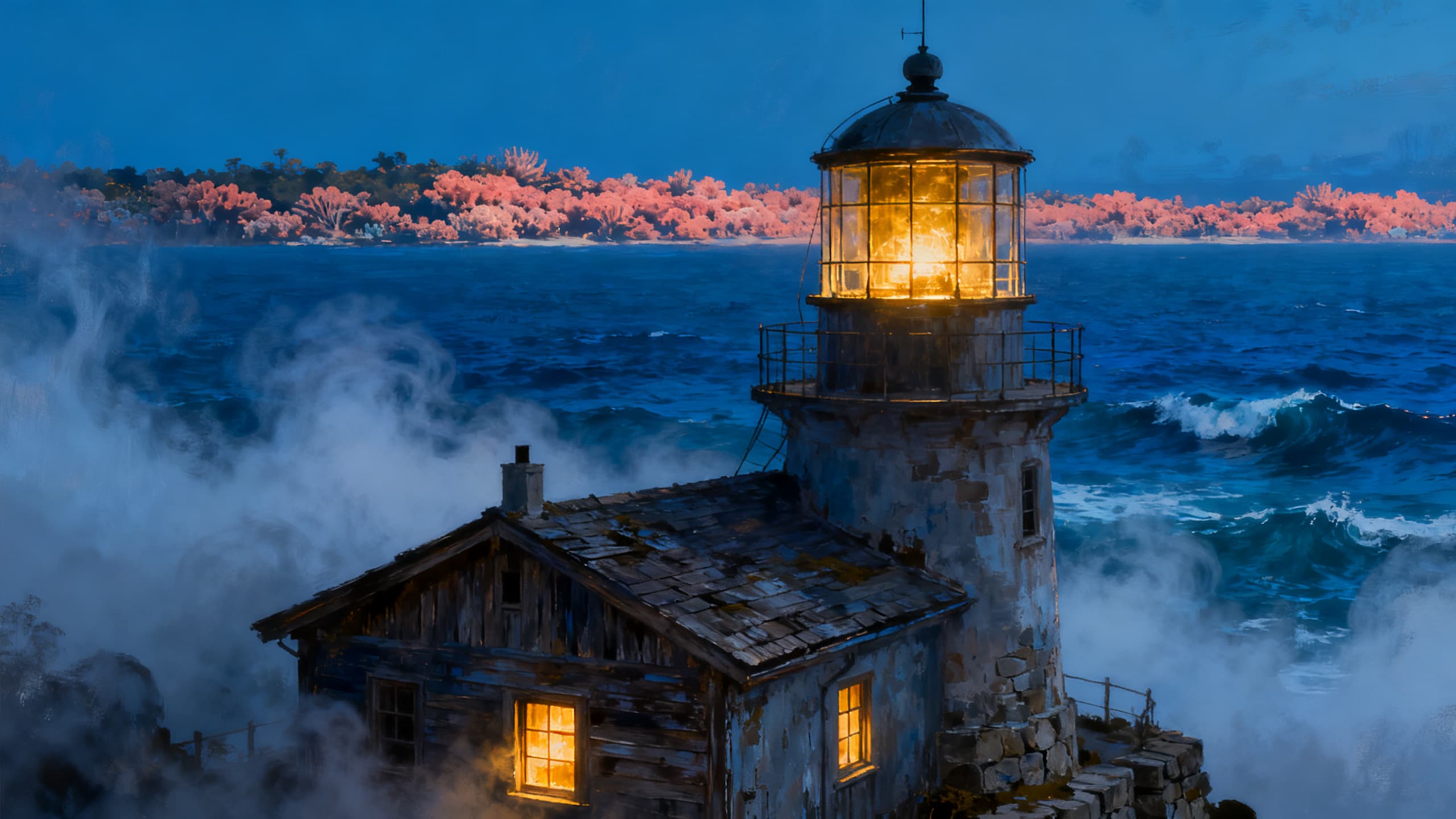 coastal observatory illustration at blue hour generated with Seedream 4.0 in Made