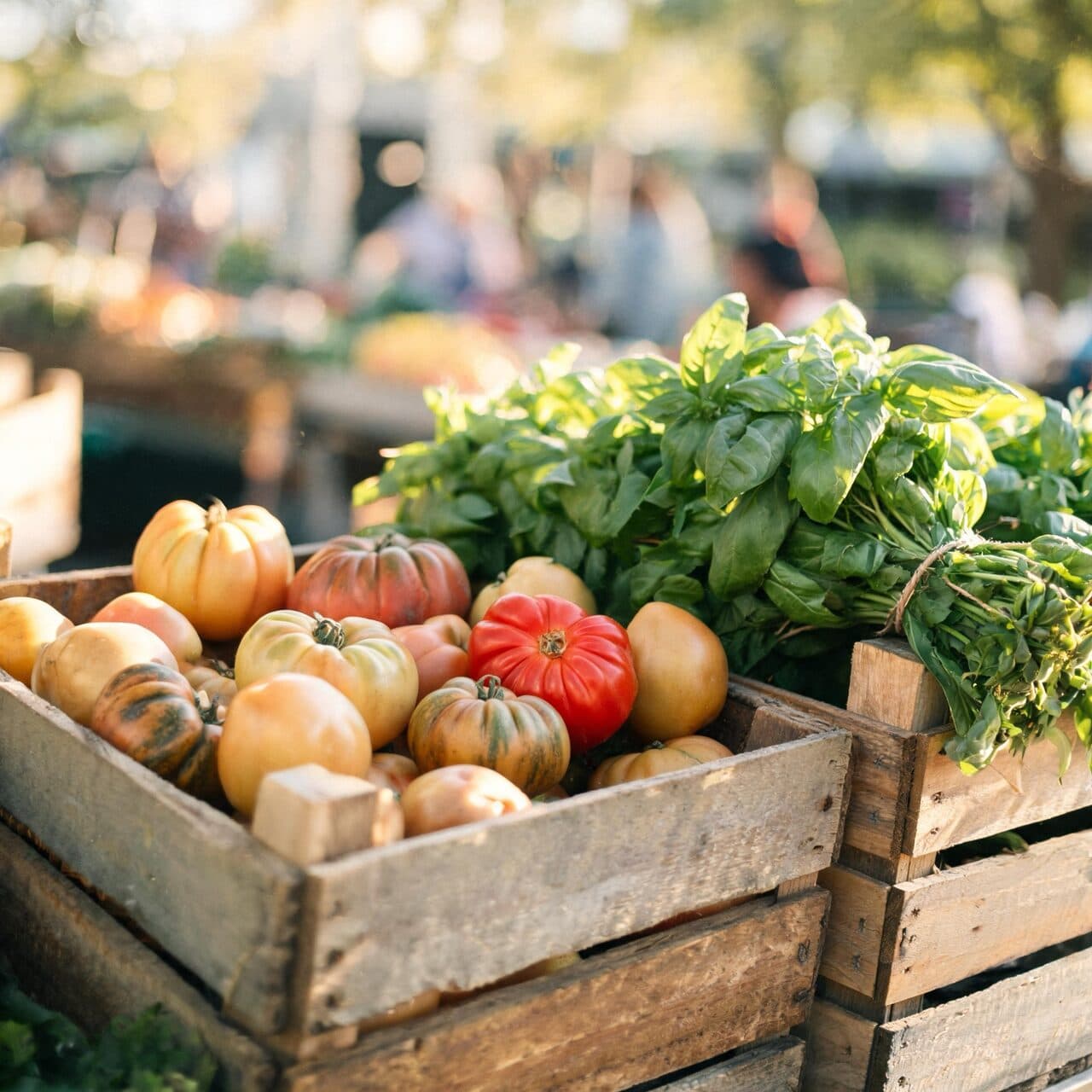 heirloom tomatoes at a farmers market generated with Seedream 5 Lite in Made