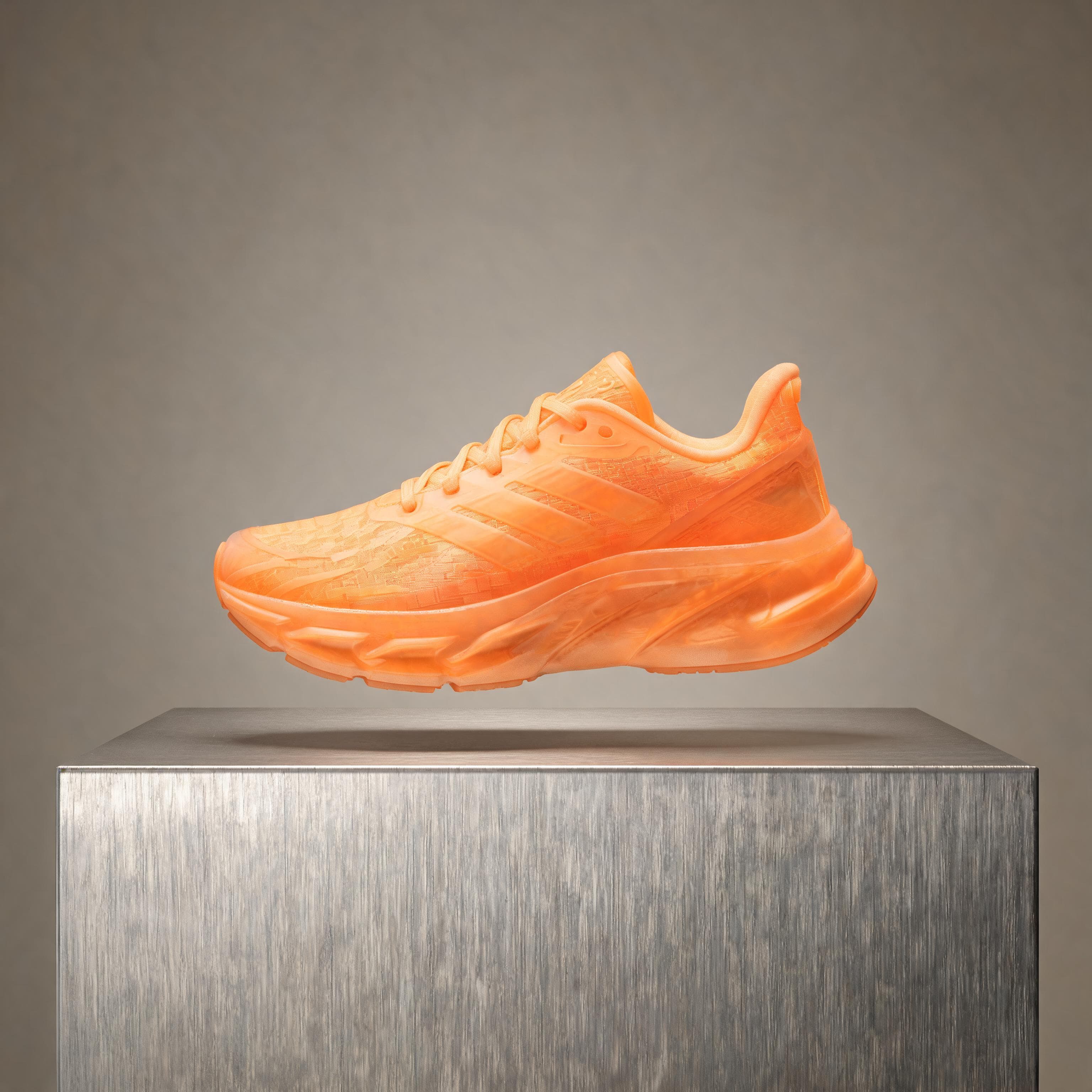 product concept with a translucent orange running shoe generated with Seedream 5 Lite in Made