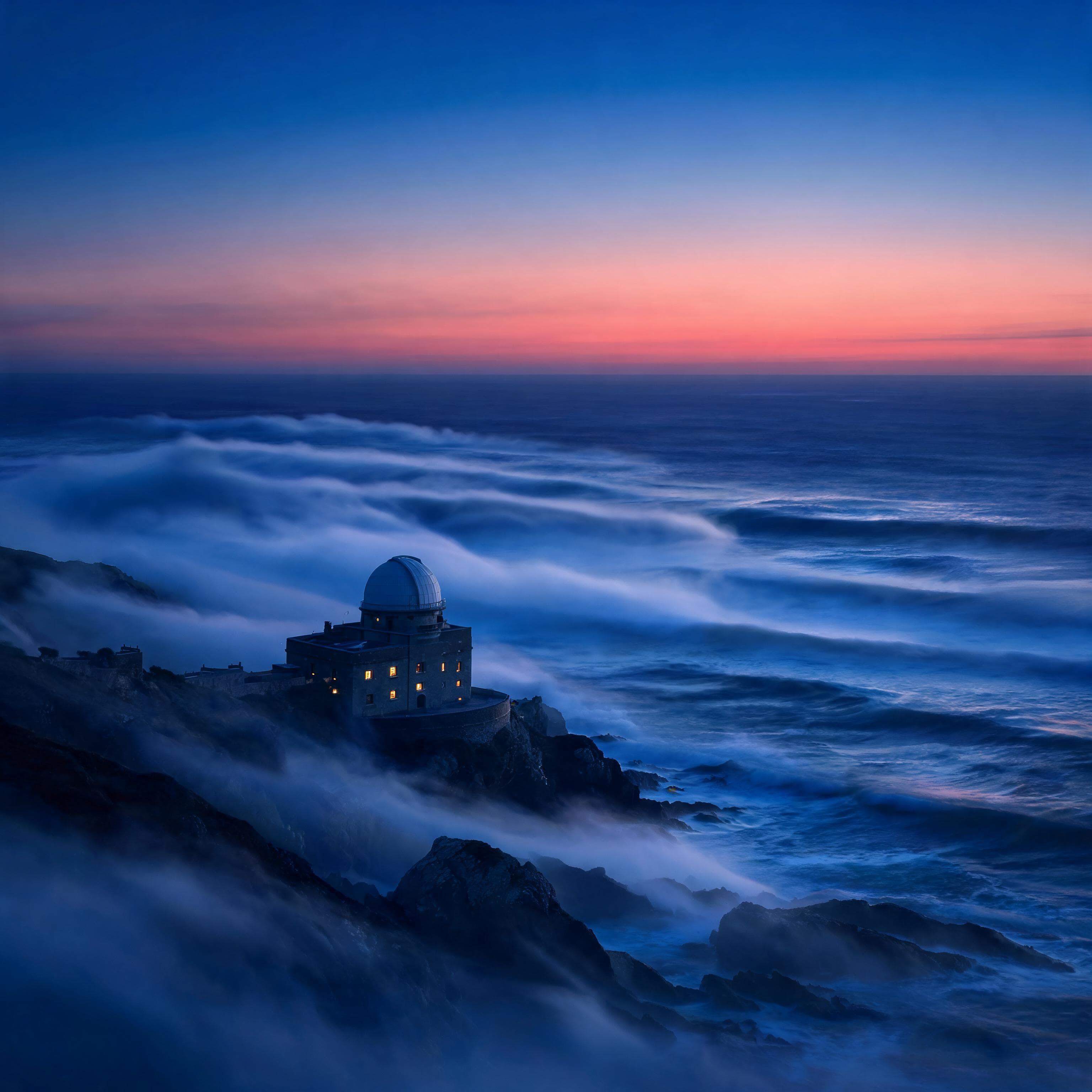 coastal observatory illustration at blue hour generated with Seedream 5 Lite in Made