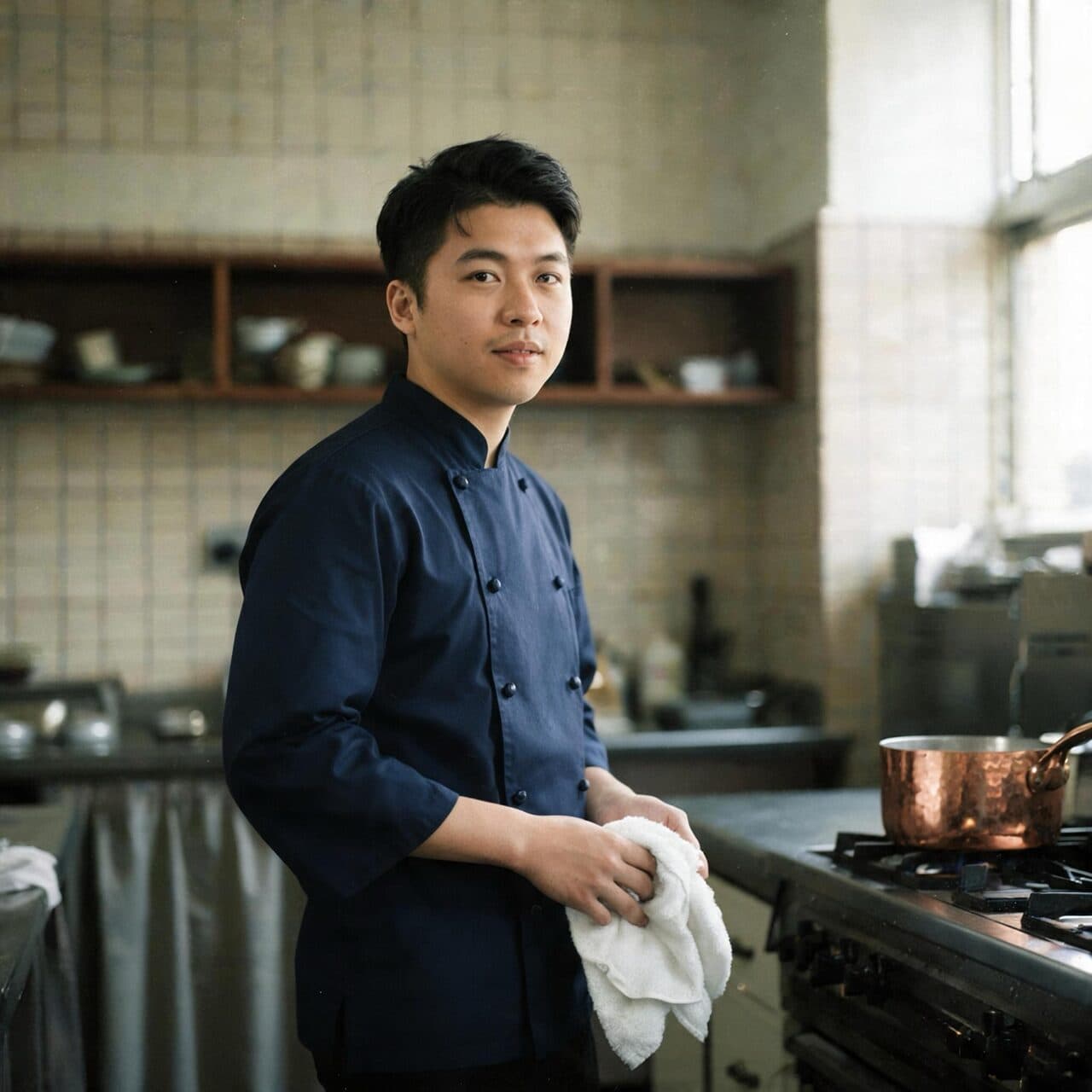 chef portrait with a navy jacket with Seedream 5 Pro Edit in Made
