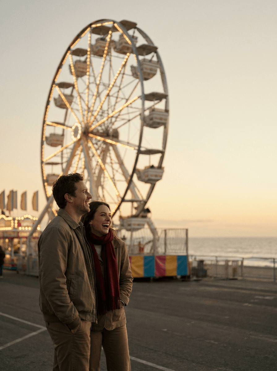Seaside carnival at dusk, a WAN 2.2 5B scene brief