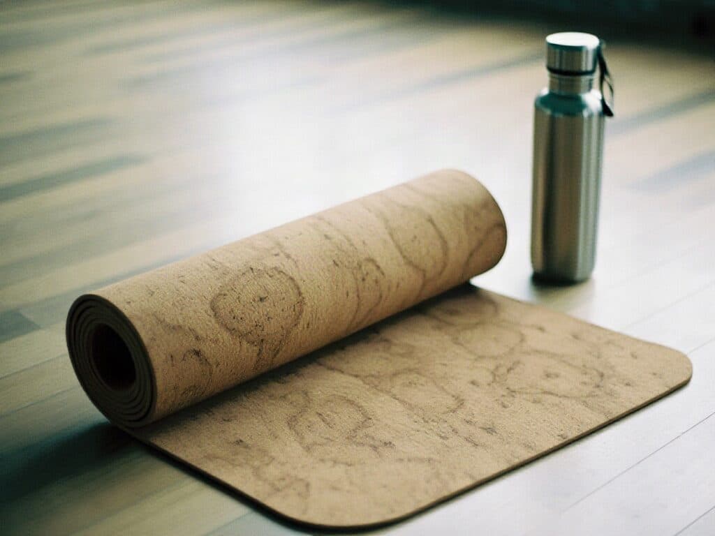 cork yoga mat on a studio floor generated with Z Image in Made
