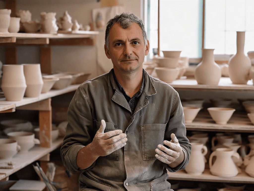 editorial portrait of a ceramic artist generated with Z Image in Made
