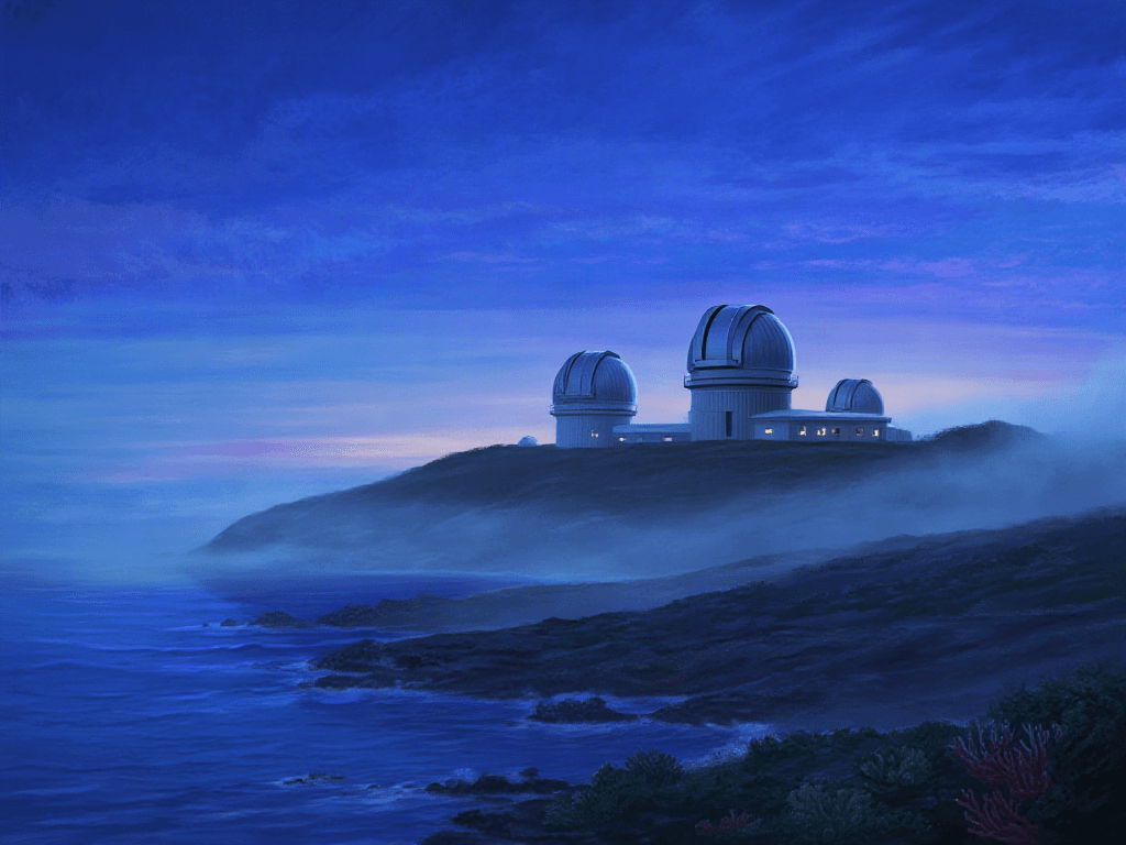 coastal observatory illustration at blue hour generated with Z Image in Made