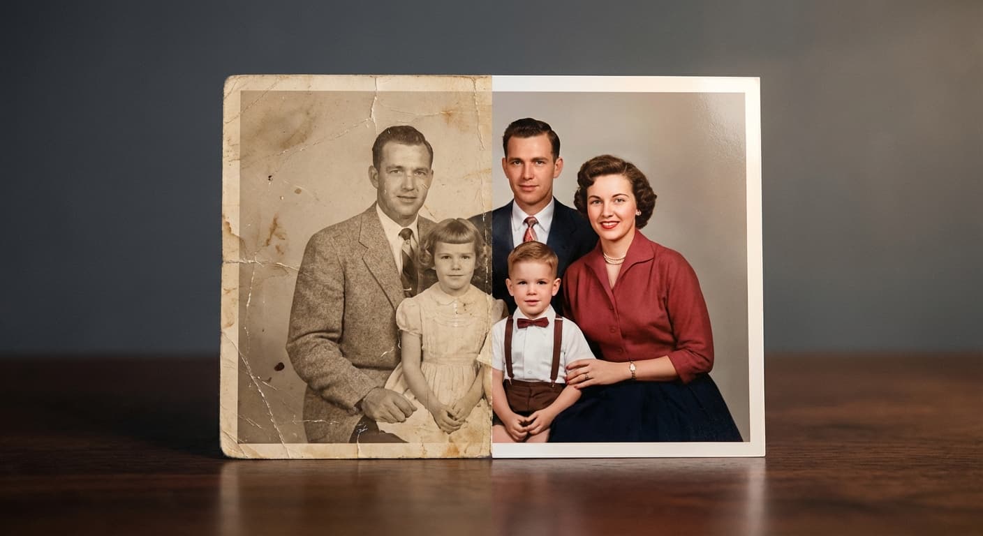 Aged portrait prepared for restoration in Made