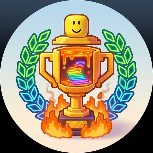 First win badge with a gold trophy, laurels, and flames