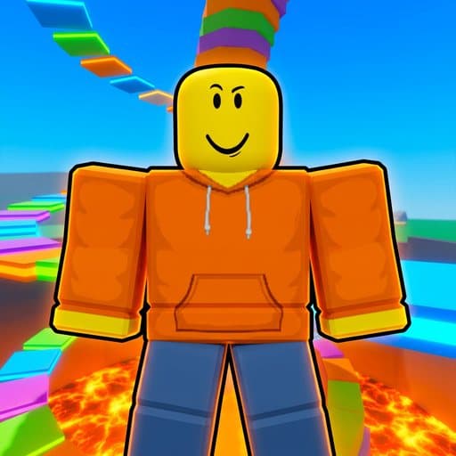 Experience icon of a smiling blocky avatar in an orange hoodie
