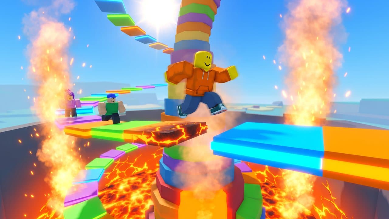 Thumbnail of the avatar leaping as lava geysers erupt