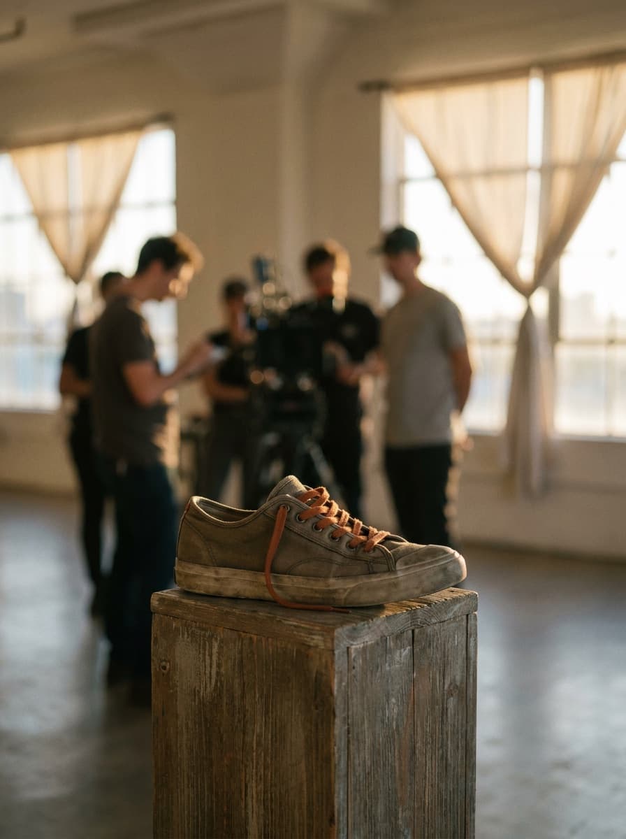 Sneaker on a pedestal ready for an orbiting camera move