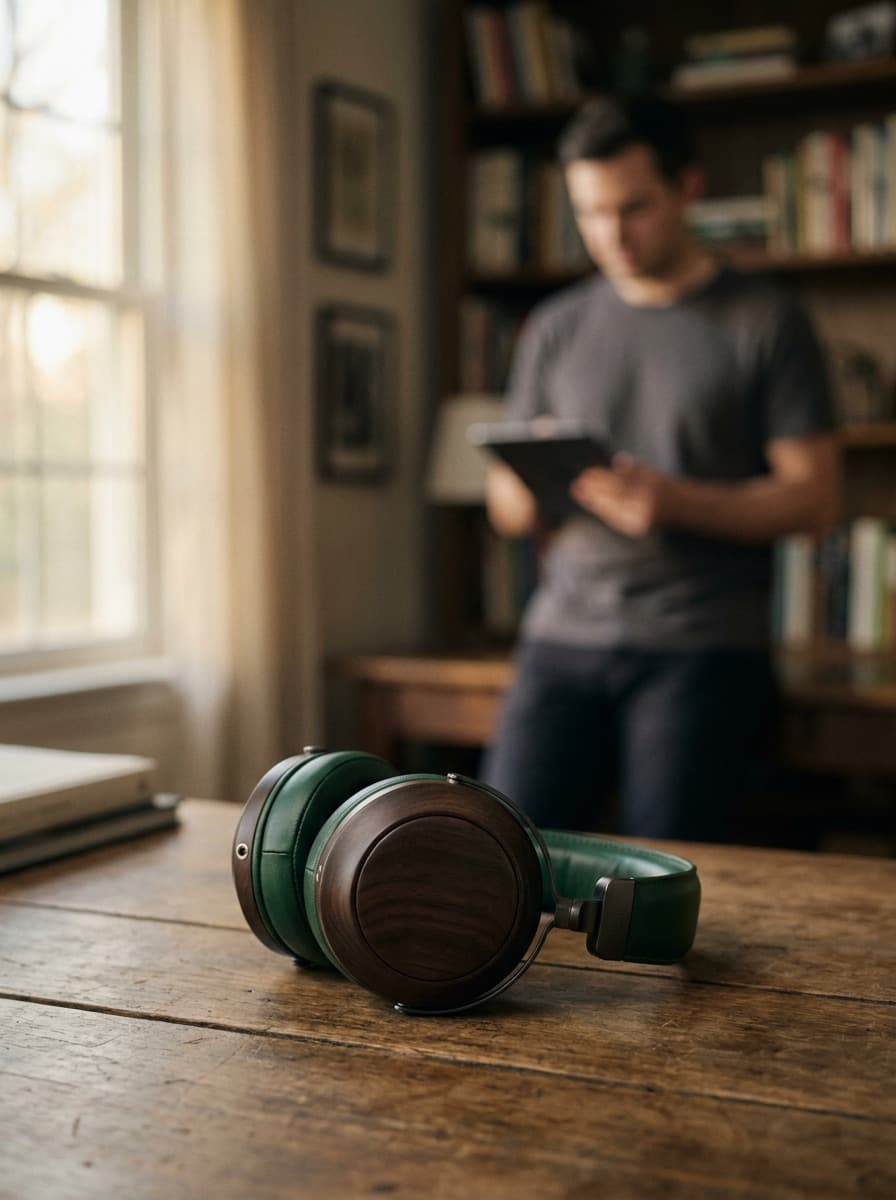Headphones staged for a half-orbit reveal clip