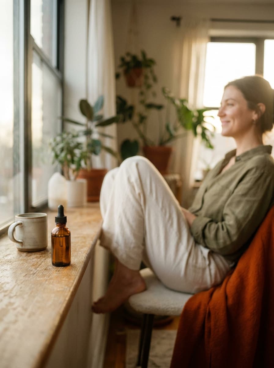 Skincare product placed into a bright lifestyle ad scene