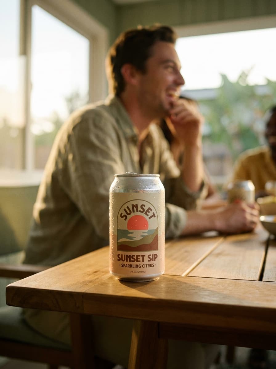 Beverage can restyled into a summer seasonal campaign visual