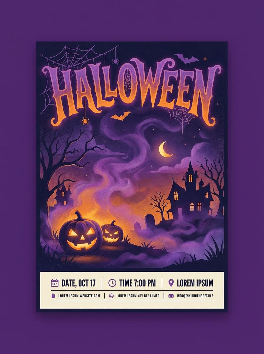 Moody Halloween party flyer design with playful spooky title lettering