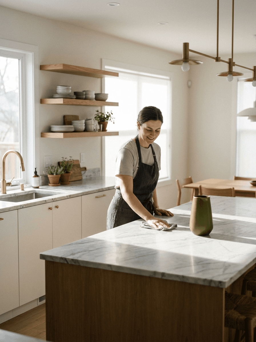 Dated kitchen shown refreshed with white cabinets and modern fixtures