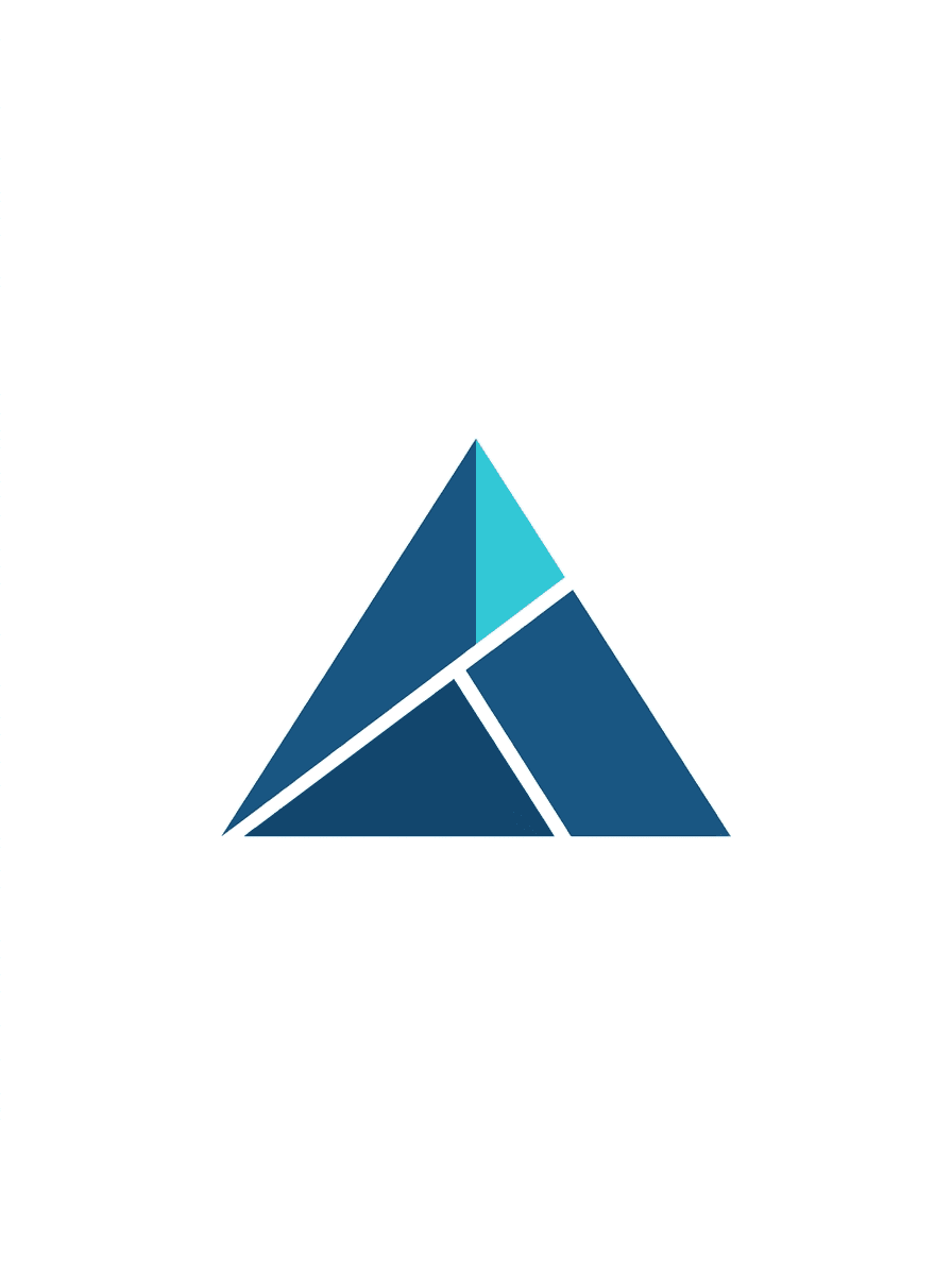 Abstract geometric mountain logo mark in deep blue on a plain white background