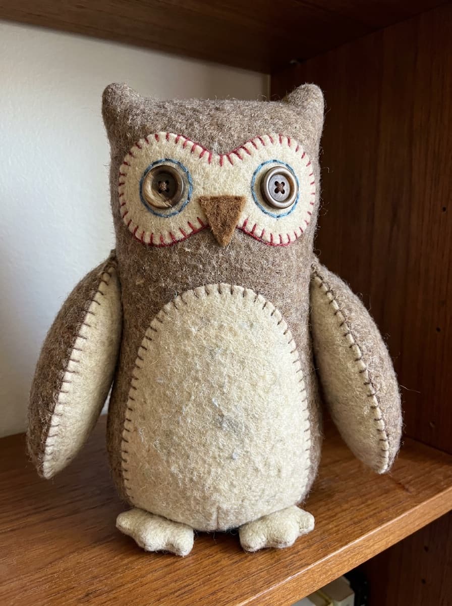 Plush toy render with visible felt and embroidery details