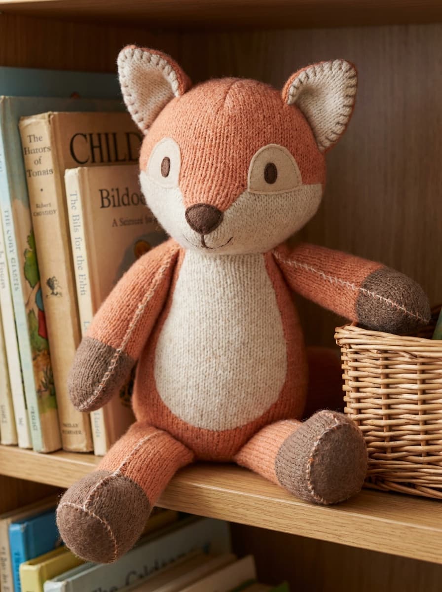Plush toy version of a subject displayed on a shelf