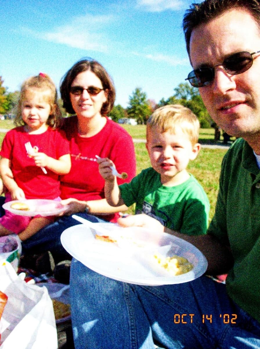 Daylight photo with oversaturated early digital camera color