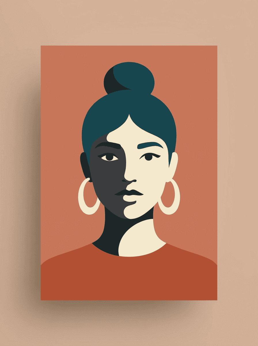 Portrait converted into a flat vector-style illustration with a limited palette