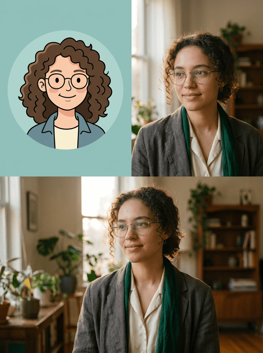 Cartoon-style avatar created from a selfie